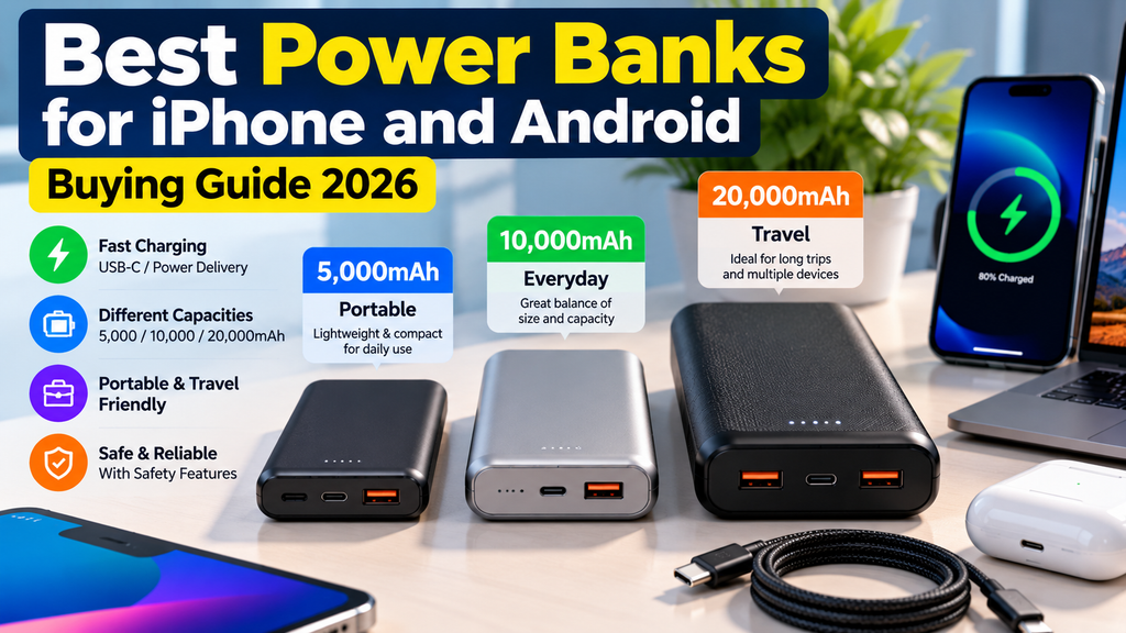 Portable power banks for charging iPhone and Android phones
