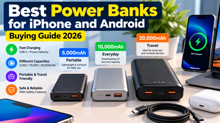 Portable power banks for charging iPhone and Android phones